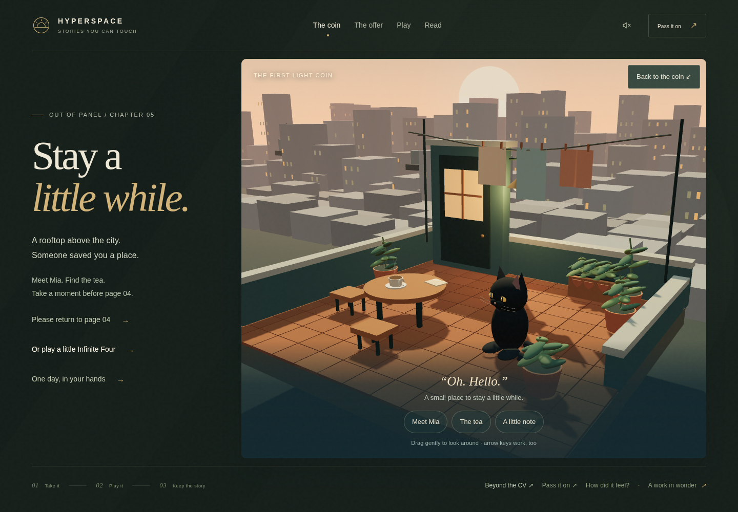 Out of Panel: an interactive coin looking into a miniature rooftop story